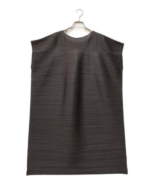 PLEATS PLEASE（プリーツプリーズ）PLEATS PLEASE (プリーツプリーズ) 変形ノースリーブプリーツカットソー ブラック サイズ:3の古着・服飾アイテム