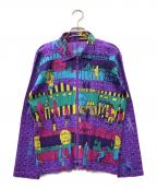 PLEATS PLEASEプリーツプリーズ）の古着「総柄プリーツジャケット」｜パープル