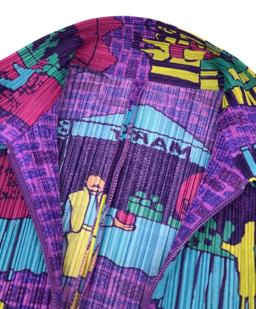 PLEATS PLEASE（プリーツプリーズ）PLEATS PLEASE (プリーツプリーズ) 総柄プリーツジャケット パープル サイズ:3の古着・服飾アイテム