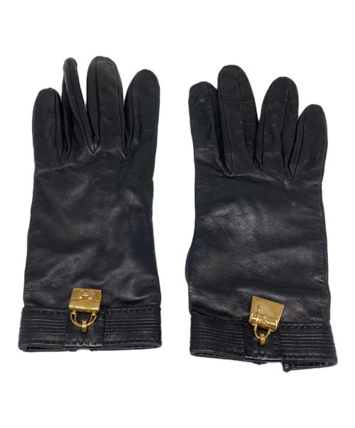 HERMES（エルメス）HERMES (エルメス) ケリーレザーグローブ ブラック サイズ:7 1/2の古着・服飾アイテム