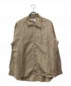 WEWILLウィーウィル）の古着「リネン混ジップシャツ」｜ベージュ