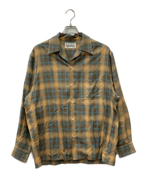 WACKO MARIA（ワコマリア）WACKO MARIA (ワコマリア) OMBRE CHECK OPEN COLLAR SHIRT ブラウン サイズ:Lの古着・服飾アイテム