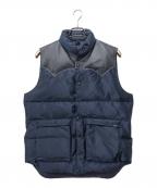 BEAMS×PORTER×RockyMountainFeatherBedビームス×ポーター×ロッキーマウンテンフェザーベッド）の古着「レザー切替ダウンベスト」｜ネイビー