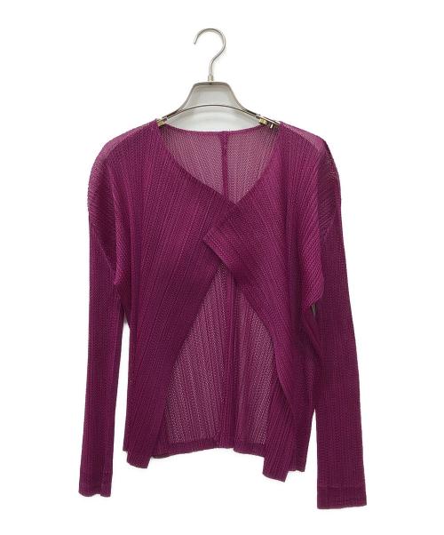PLEATS PLEASE（プリーツプリーズ）PLEATS PLEASE (プリーツプリーズ) プリーツカーディガン パープル サイズ:3の古着・服飾アイテム