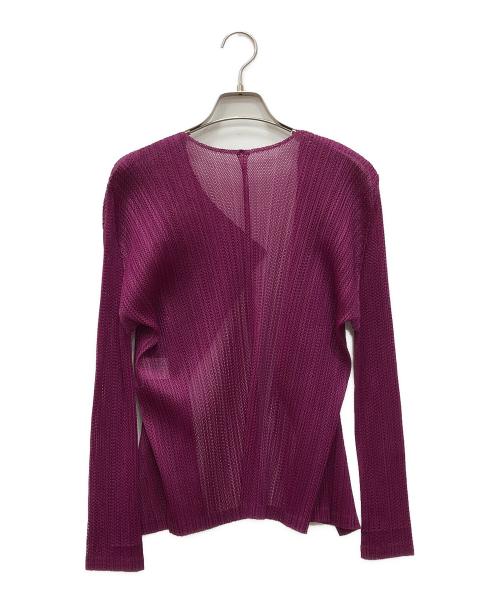 PLEATS PLEASE（プリーツプリーズ）PLEATS PLEASE (プリーツプリーズ) プリーツカーディガン パープル サイズ:3の古着・服飾アイテム