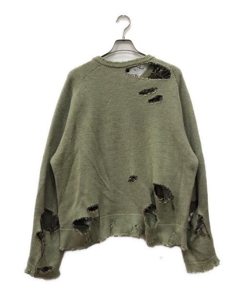 ANCELLM（アンセルム）ANCELLM (アンセルム) DAMAGE KNIT グリーン サイズ:2の古着・服飾アイテム