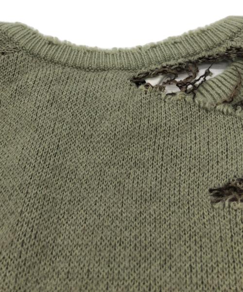 ANCELLM（アンセルム）ANCELLM (アンセルム) DAMAGE KNIT グリーン サイズ:2の古着・服飾アイテム