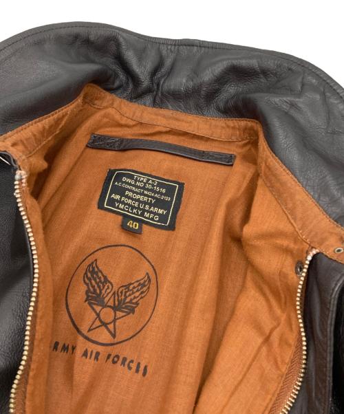 YMCLKY（ワイエムシーエルケーワイ）YMCLKY (ワイエムシーエルケーワイ) A-2 レザーフライトジャケット ブラウン サイズ:Lの古着・服飾アイテム