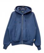 stussyステューシー）の古着「RELAXED ZIP HOODIE」｜ブルー