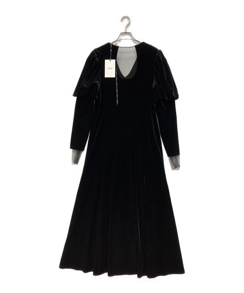 Ameri VINTAGE（アメリヴィンテージ）Ameri VINTAGE (アメリヴィンテージ) VELOUR PUFF SLEEVE DRESS ブラック サイズ:M 未使用品の古着・服飾アイテム