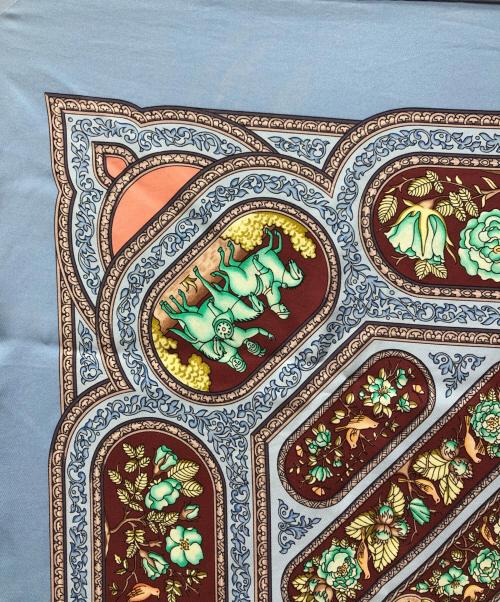 HERMES（エルメス）HERMES  (エルメス) カレ90 スカイブルー×ボルドーの古着・服飾アイテム