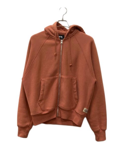 stussy（ステューシー）stussy (ステューシー) FLEECE RAGLAN ZIP HOODIE ブラウン サイズ:Sの古着・服飾アイテム