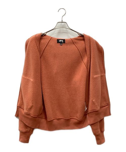 stussy（ステューシー）stussy (ステューシー) FLEECE RAGLAN ZIP HOODIE ブラウン サイズ:Sの古着・服飾アイテム