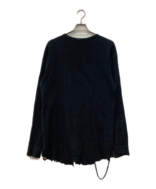 ANCELLM（アンセルム）ANCELLM (アンセルム) DAMAGE WAFFLE CREW LS T-SHIRT ブラック サイズ:3の古着・服飾アイテム