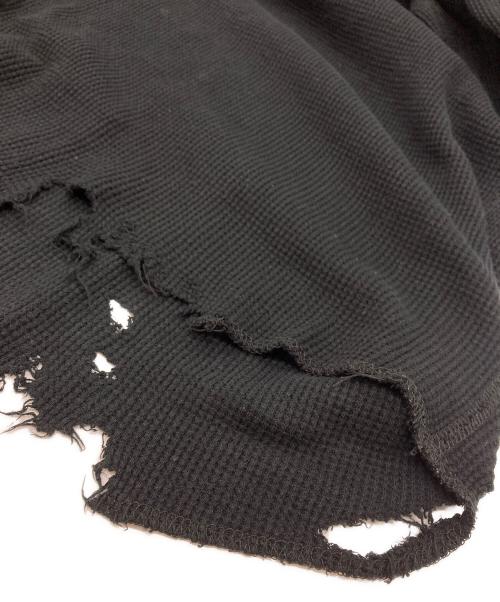 ANCELLM（アンセルム）ANCELLM (アンセルム) DAMAGE WAFFLE CREW LS T-SHIRT ブラック サイズ:3の古着・服飾アイテム