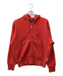 stussy（ステューシー）の古着「DOUBLE LAYER WAFFLE ZIP HOODIE」｜レッド