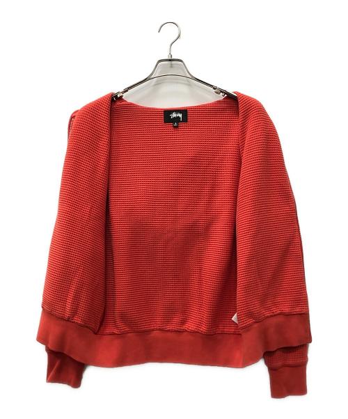 stussy（ステューシー）stussy (ステューシー) DOUBLE LAYER WAFFLE ZIP HOODIE レッド サイズ:Sの古着・服飾アイテム