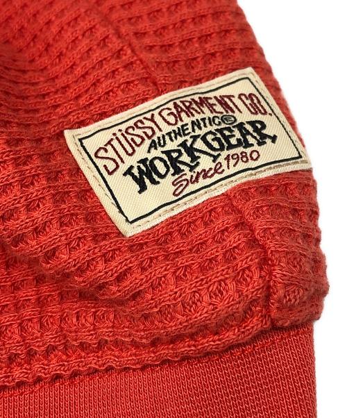 stussy（ステューシー）stussy (ステューシー) DOUBLE LAYER WAFFLE ZIP HOODIE レッド サイズ:Sの古着・服飾アイテム