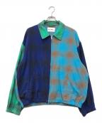NOMA t.d.ノーマティーディー）の古着「オンブレチェックパッチワークブルゾン」｜ブルー