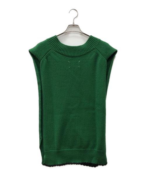 Maison Margiela（メゾンマルジェラ）Maison Margiela (メゾンマルジェラ) タバードVネック トップス カシミヤ混ウール ジレ グリーン サイズ:Sの古着・服飾アイテム