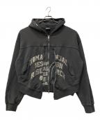 NOMANUALノーマニュアル）の古着「OVERDYED D.F.L HOODED ZIP-UP」｜グレー