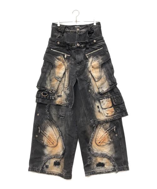 PERSONSOUL（パーソンソウル）PERSONSOUL (パーソンソウル) Skirt Armor Dirty Jeans ブラック サイズ:Mの古着・服飾アイテム