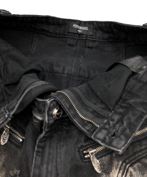 PERSONSOUL（パーソンソウル）PERSONSOUL (パーソンソウル) Skirt Armor Dirty Jeans ブラック サイズ:Mの古着・服飾アイテム