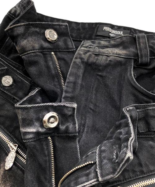 PERSONSOUL（パーソンソウル）PERSONSOUL (パーソンソウル) Skirt Armor Dirty Jeans ブラック サイズ:Mの古着・服飾アイテム