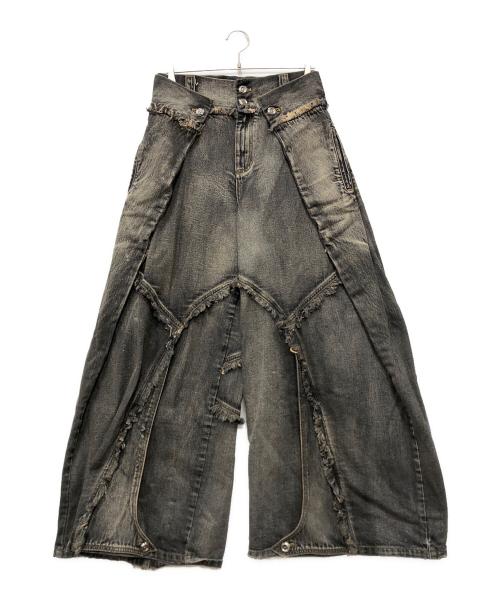 PERSONSOUL（パーソンソウル）PERSONSOUL (パーソンソウル) Folded Structure Raw Edges Baggy Jeans グレー サイズ:Mの古着・服飾アイテム