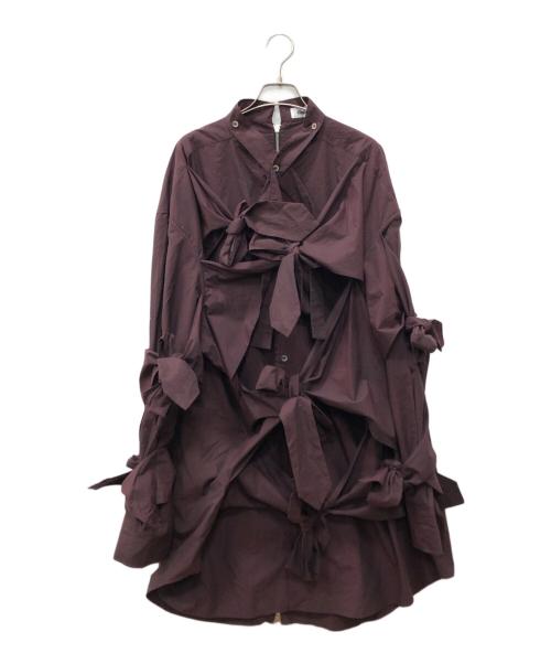 KEISUKEYOSHIDA（ケイスケヨシダ）KEISUKEYOSHIDA (ケイスケヨシダ) big ribbon shirt ボルドー サイズ:FREEの古着・服飾アイテム