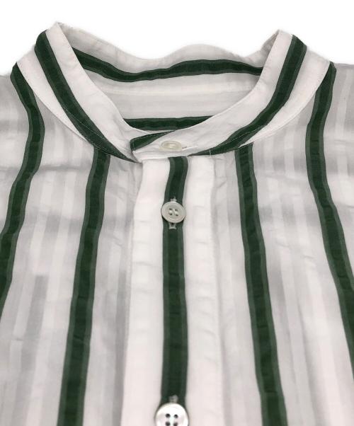 GALERIE VIE（ギャルリーヴィー）GALERIE VIE (ギャルリーヴィー) ソフトストライプ スタンドカラーオーバーシャツ ホワイト サイズ:FREE 未使用品の古着・服飾アイテム