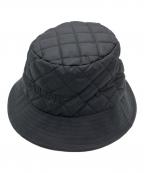 CELINEセリーヌ）の古着「キルティングバケットハット」｜ブラック×オレンジ