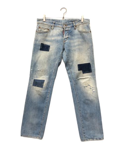 DSQUARED2（ディースクエアード）DSQUARED2 (ディースクエアード) リペア加工デニムパンツ インディゴ サイズ:48の古着・服飾アイテム