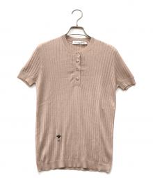 Christian Dior（クリスチャン ディオール）の古着「ビー刺繍 カシミヤシルク 半袖ニット」｜ベージュ