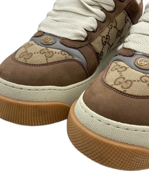 GUCCI（グッチ）GUCCI (グッチ) GGスプリームキャンバスロゴスニーカー ブラウン サイズ:8の古着・服飾アイテム