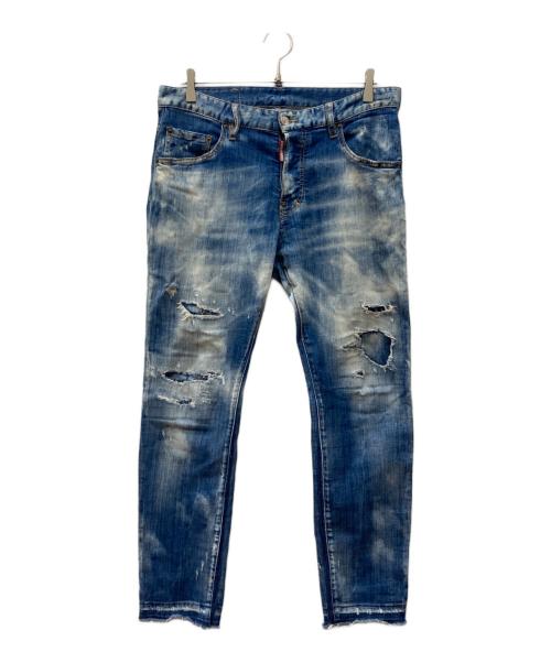 DSQUARED2（ディースクエアード）DSQUARED2 (ディースクエアード) ダメージ加工デニムパンツ ブルー サイズ:48の古着・服飾アイテム