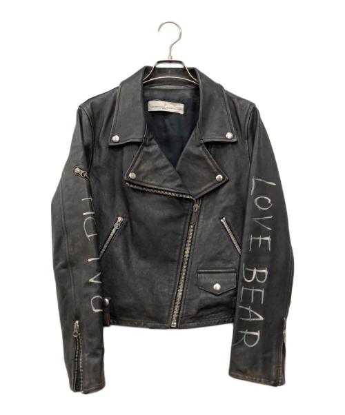GOLDEN GOOSE（ゴールデングース）GOLDEN GOOSE (ゴールデングース) DEUXIEME CLASSE (ドゥーズィエム クラス) 別注 ユーズド加工ダブルライダースジャケット ブラック サイズ:Sの古着・服飾アイテム