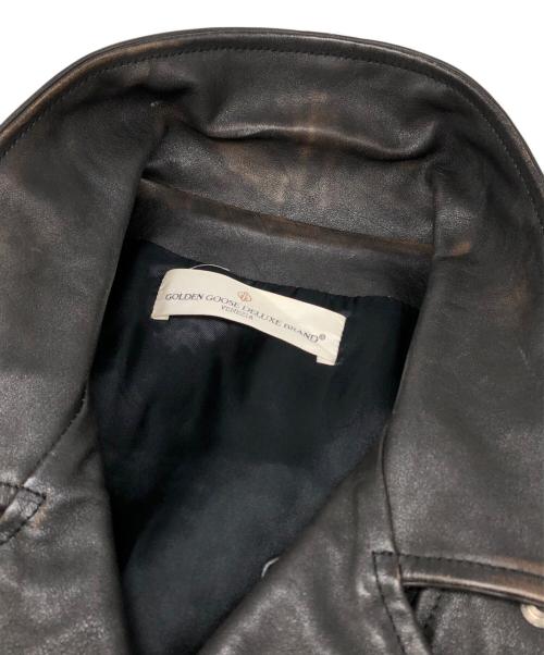 GOLDEN GOOSE（ゴールデングース）GOLDEN GOOSE (ゴールデングース) DEUXIEME CLASSE (ドゥーズィエム クラス) 別注 ユーズド加工ダブルライダースジャケット ブラック サイズ:Sの古着・服飾アイテム