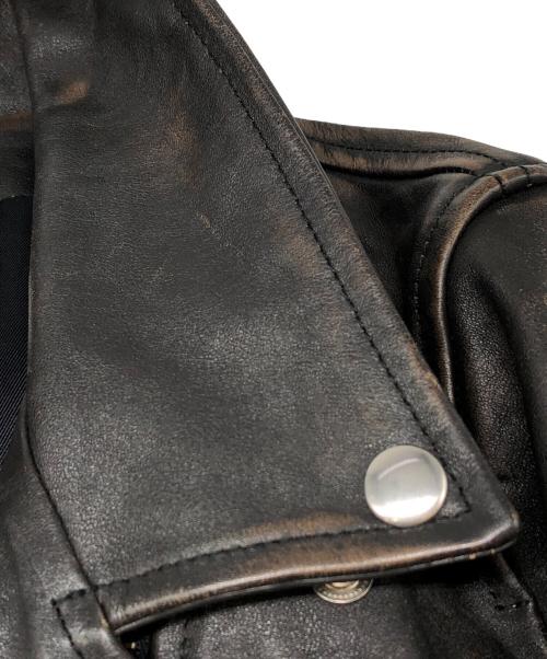 GOLDEN GOOSE（ゴールデングース）GOLDEN GOOSE (ゴールデングース) DEUXIEME CLASSE (ドゥーズィエム クラス) 別注 ユーズド加工ダブルライダースジャケット ブラック サイズ:Sの古着・服飾アイテム