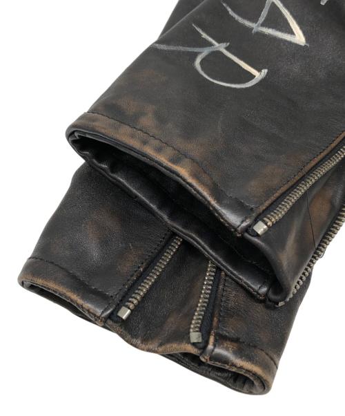 GOLDEN GOOSE（ゴールデングース）GOLDEN GOOSE (ゴールデングース) DEUXIEME CLASSE (ドゥーズィエム クラス) 別注 ユーズド加工ダブルライダースジャケット ブラック サイズ:Sの古着・服飾アイテム