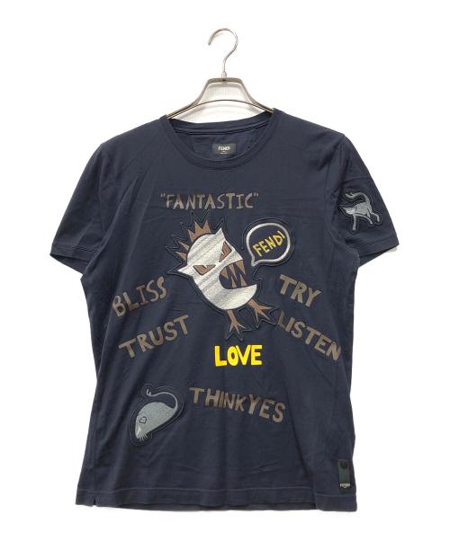 FENDI（フェンディ）FENDI (フェンディ) LOVE モンスターワッペンTシャツ ネイビー サイズ:48の古着・服飾アイテム