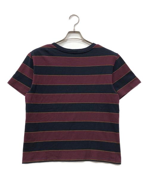 CELINE（セリーヌ）CELINE (セリーヌ) トリオンフストライプレギュラーTシャツ ワインレッド サイズ:Mの古着・服飾アイテム
