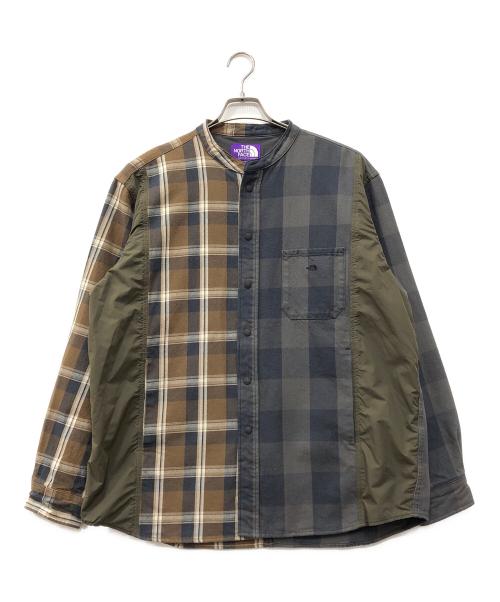 THE NORTH FACE（ザ ノース フェイス）THE NORTH FACE (ザ ノース フェイス) nanamica (ナナミカ) Plaid Patchwork Shirt グレー サイズ:Lの古着・服飾アイテム