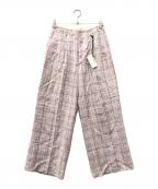 AURALEEオーラリー）の古着「LINEN SILK CHECK PANTS」｜ピンク