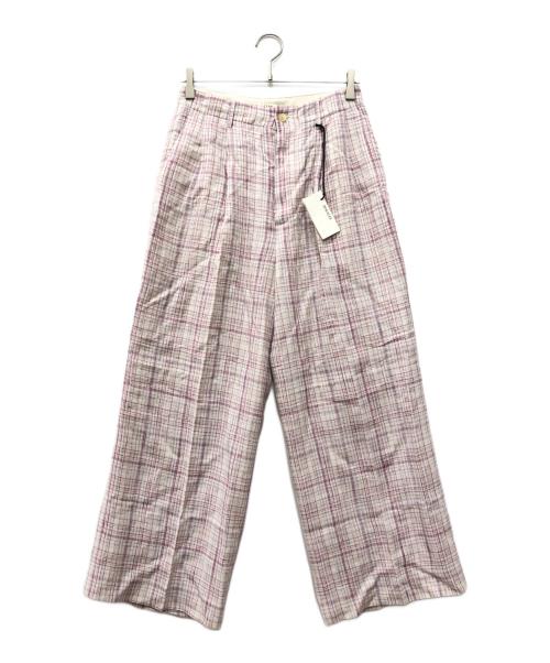 AURALEE（オーラリー）AURALEE (オーラリー) LINEN SILK CHECK PANTS ピンク サイズ:1の古着・服飾アイテム