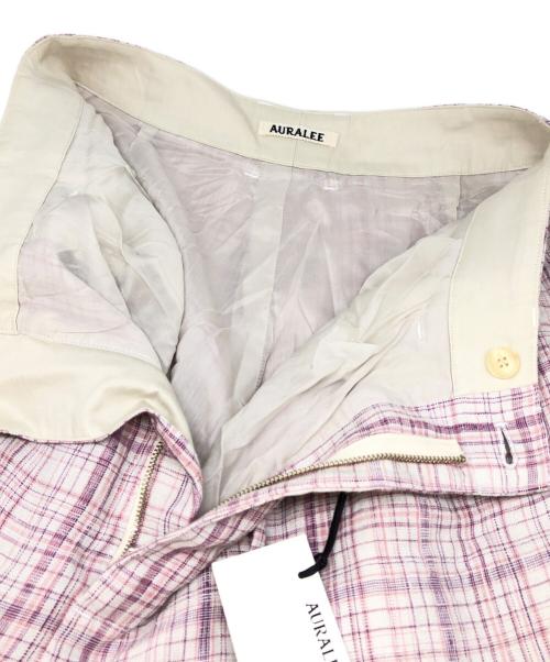 AURALEE（オーラリー）AURALEE (オーラリー) LINEN SILK CHECK PANTS ピンク サイズ:1の古着・服飾アイテム