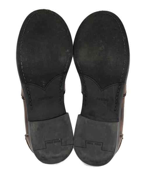 MIU MIU（ミュウミュウ）MIU MIU (ミュウミュウ) レザーペニーローファー ブラウン サイズ:36の古着・服飾アイテム