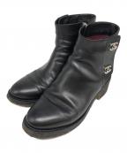 CHANELシャネル）の古着「ココマーク ターンロックショートブーツ」｜ブラック