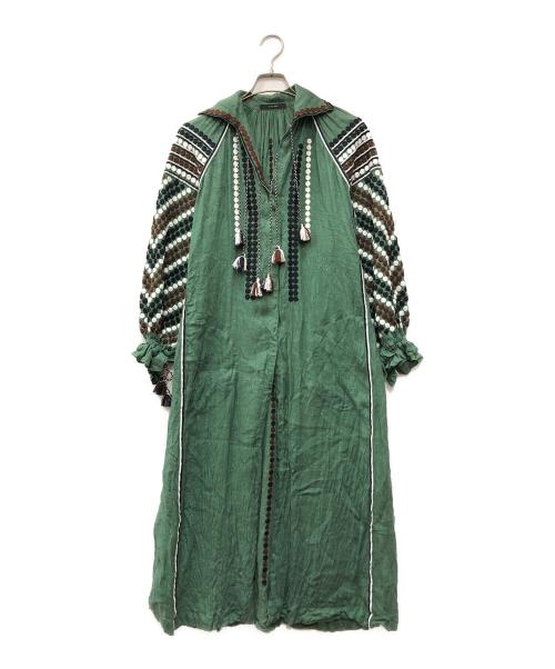 vita kin（ヴィタキン）vita kin (ヴィタキン) 刺繍リネンワンピース グリーン サイズ:XSの古着・服飾アイテム