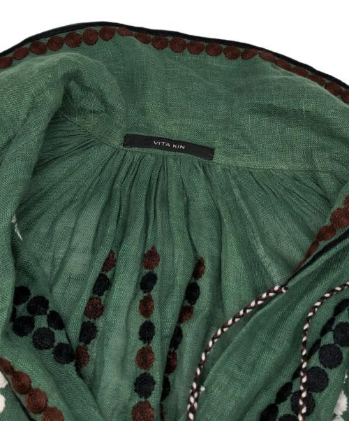 vita kin（ヴィタキン）vita kin (ヴィタキン) 刺繍リネンワンピース グリーン サイズ:XSの古着・服飾アイテム